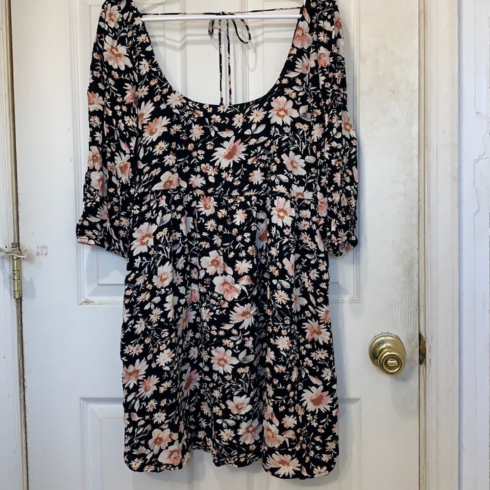 American Eagle 3/4 Sleeve Floral Babydoll Dress